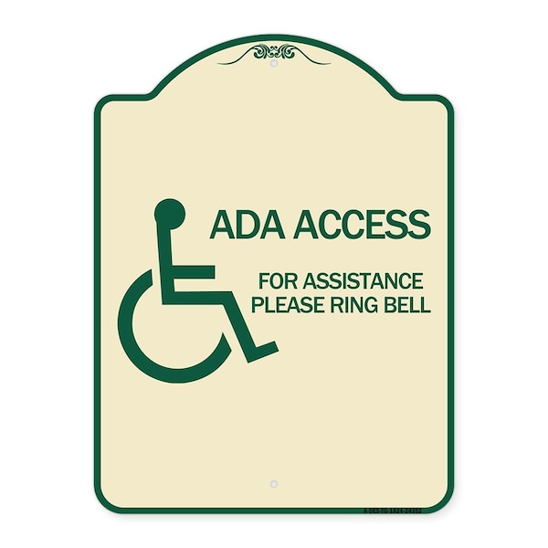 ADA Access for Assistance Ring Bell W/ New Isa Heavy-Gauge Aluminum Sign, 24" H, TG-1824-24352